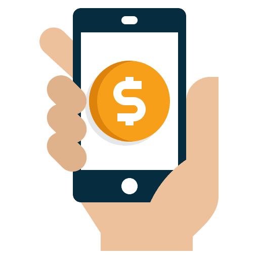 Mobile payment digital money dollar hand icon