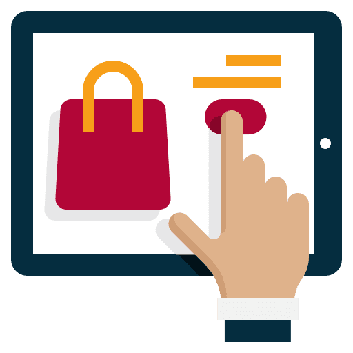 Online shopping ecommerce tablet shopping bag icon