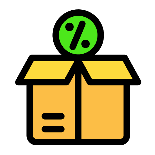 Open box package percentage promotion icon