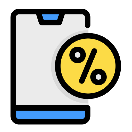 Smartphone commerce and shopping smartphone percent icon Smartphone commerce and shopping smartphone percent icon