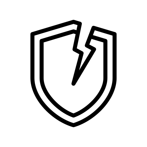 Crash dangerous antivirus broken shield icon