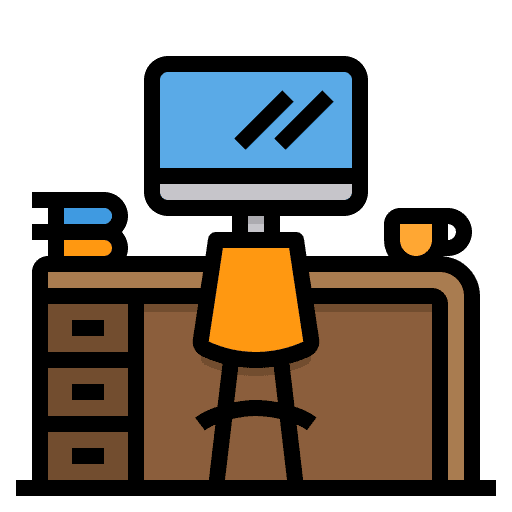 Desk desk office tools furniture icon
