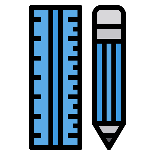 Pencil and ruler office tools ruler school icon