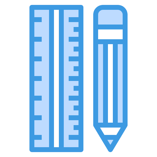 Pencil and ruler education school material office tools icon