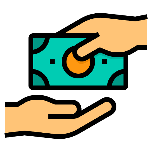 Cash hand pay banking icon