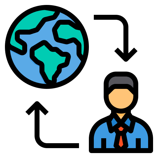 Communication connection man global icon Communication connection man global icon