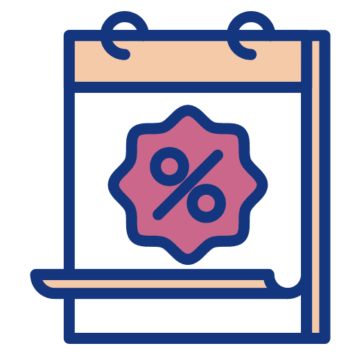 Calendar commerce time and date discount icon