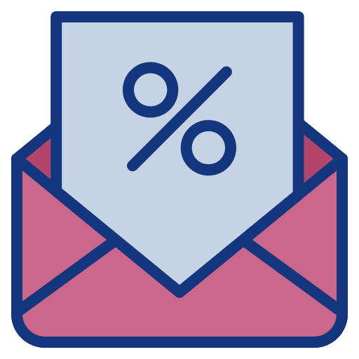 Email sales percentage commerce and shopping icon