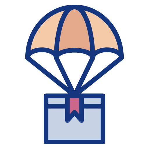 Delivery box parachute humanitarian delivery box icon Delivery box parachute humanitarian delivery box icon