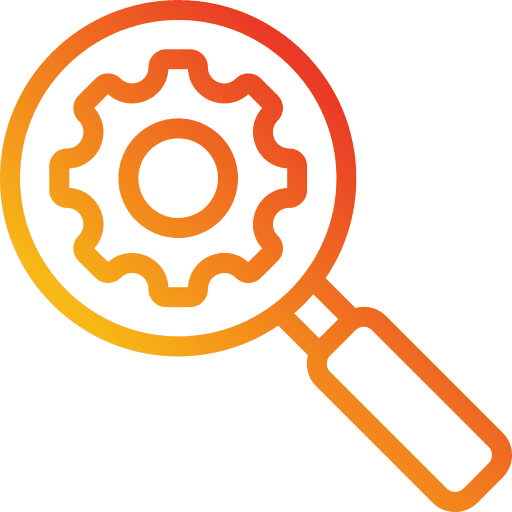 Research zoom magnifying glass gear icon Research zoom magnifying glass gear icon
