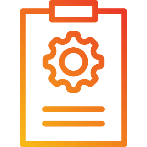 Project management document maintenance cogwheel icon Project management document maintenance cogwheel icon