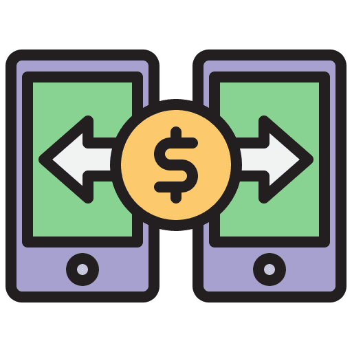 Mobile banking service device finance icon Mobile banking service device finance icon