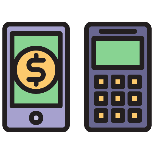 Mobile payment service banking device icon Mobile payment service banking device icon