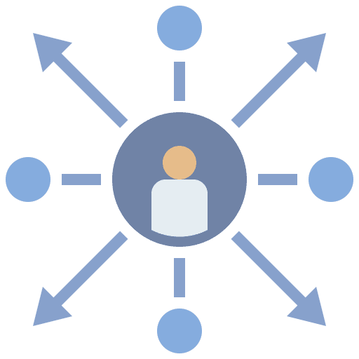 Decentralization management allocate distribution icon