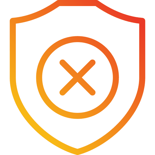 Unsafe caution unsafe shield icon