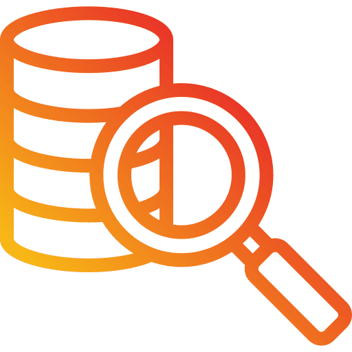 Database database magnifying glass investigation icon Database database magnifying glass investigation icon