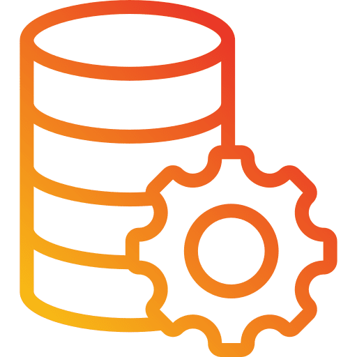Database management gear web hosting big data icon Database management gear web hosting big data icon