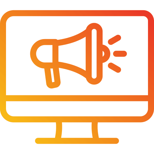 Online marketing advertisement megaphone monitor icon