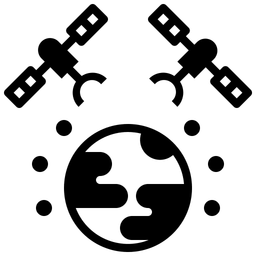 Satellite broadcast dish earth icon