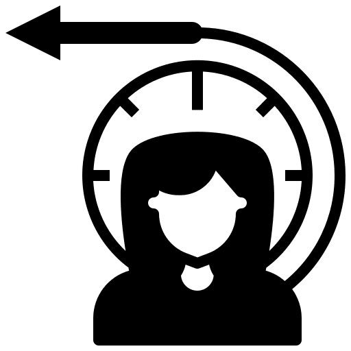 Time past woman arrow left icon