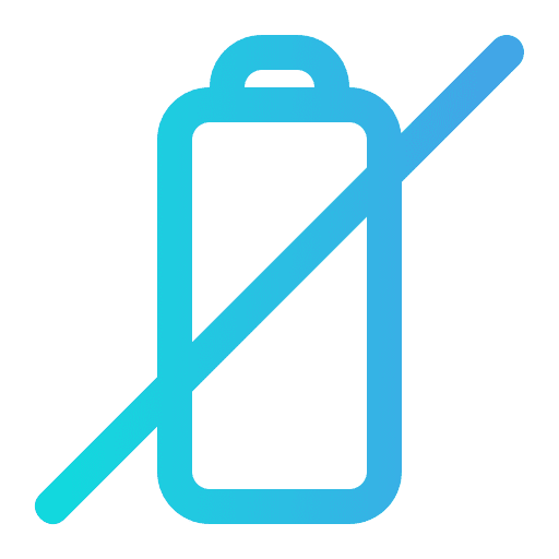 Empty battery crossed empty slash icon Empty battery crossed empty slash icon