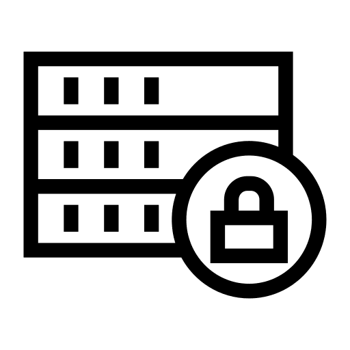 Server big data database padlock icon Server big data database padlock icon