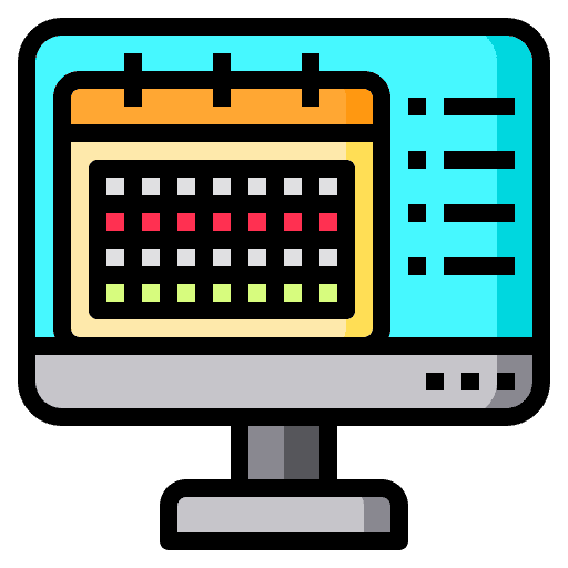 Time adn date monitor calendar computer icon