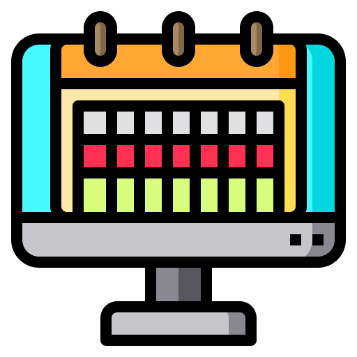 Computer monitor computer time and date icon Computer monitor computer time and date icon