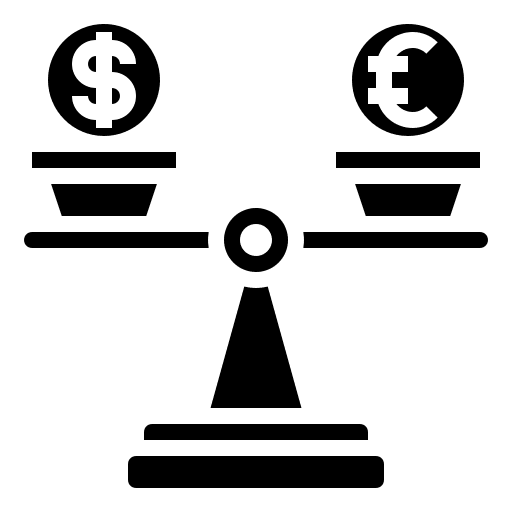 Scale euro balance dollar icon Scale euro balance dollar icon