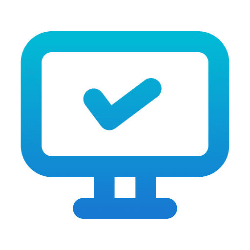Computer check tick information system icon Computer check tick information system icon