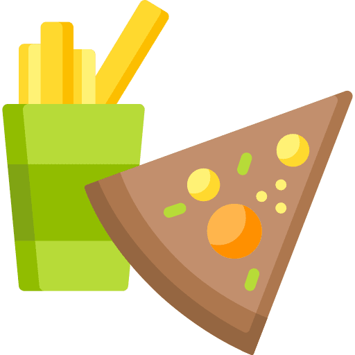 Fast food food and restaurant french fries pizza icon