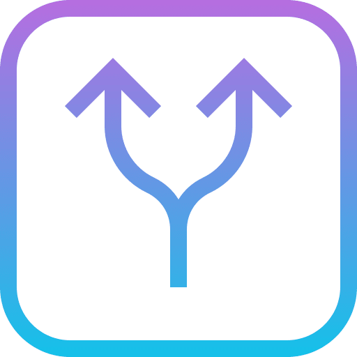Split left direction up icon Split left direction up icon