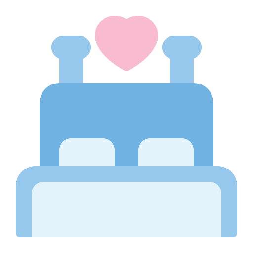 Bed hotel love and romance marriage icon