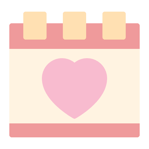 Calendar heart love and romance wedding date icon