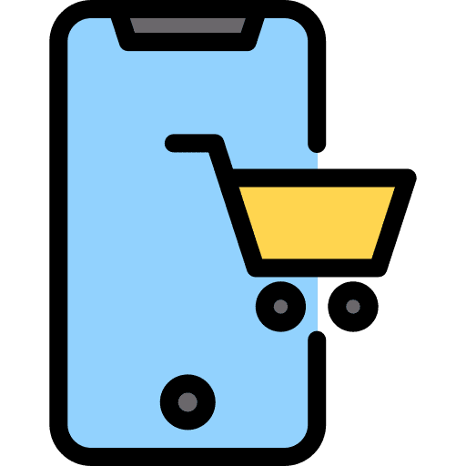 Online shopping smartphone eshop commerce and shopping icon