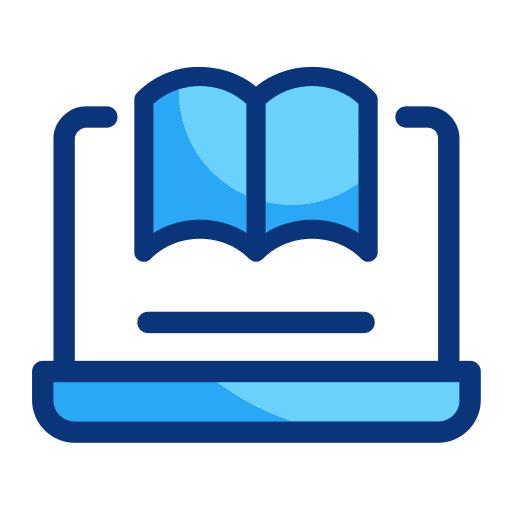 Online learning catalogue e learning reading icon