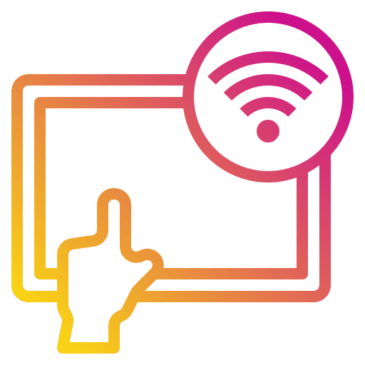 Tablet hand wireless connectivity icon Tablet hand wireless connectivity icon