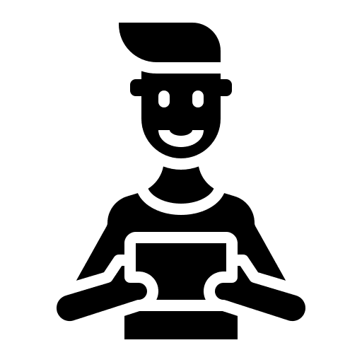Man tablet electronics technology icon