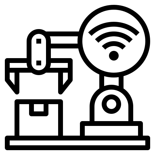 Robot arm internet of things wifi connection icon