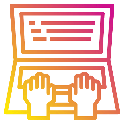 Laptop typing hand technology icon