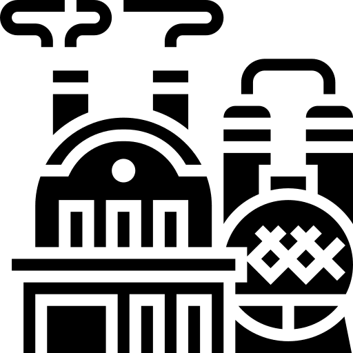 Factory manufacturing plant pollution factory icon