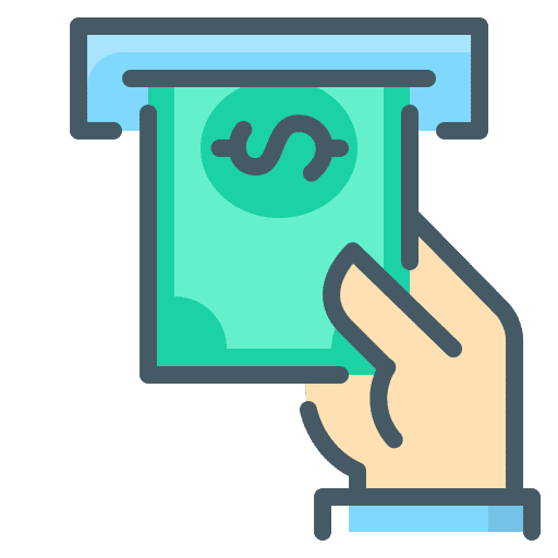 Cash atm hand atm machine icon