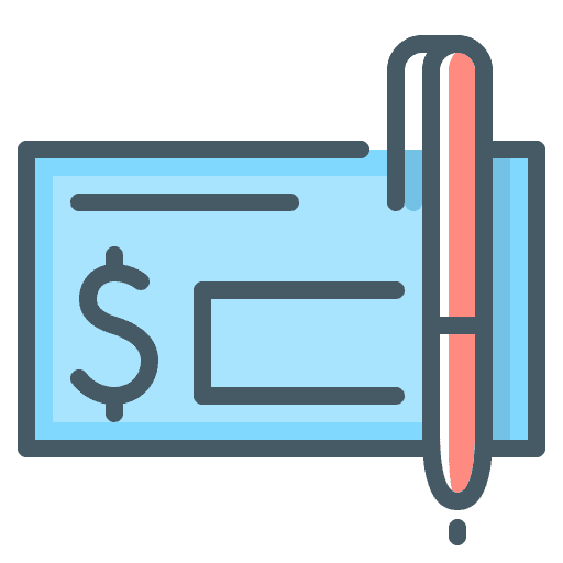 Bank check check pen payment icon Bank check check pen payment icon