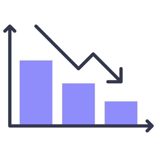 Decrease down business and finance data analytics icon Decrease down business and finance data analytics icon