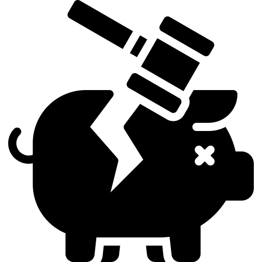 Piggy bank broke business and finance break icon