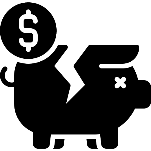 Piggy bank broken economy piggy bank icon