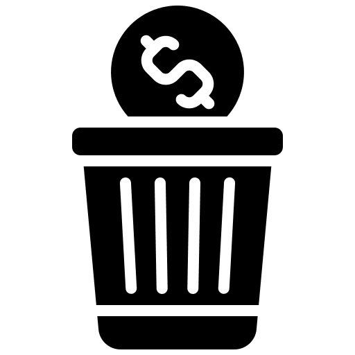 Trash can business and finance coin currency icon