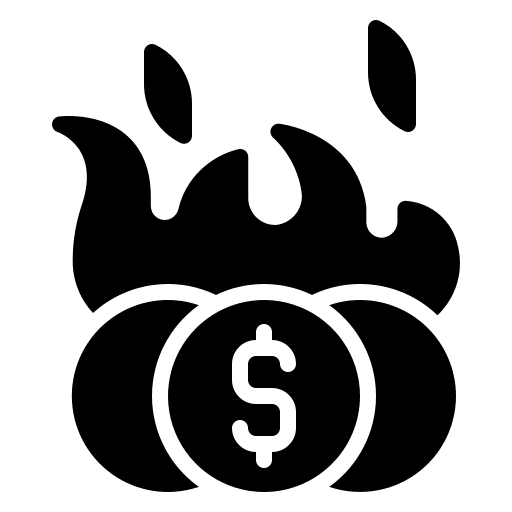 Burn business and finance flame cash icon