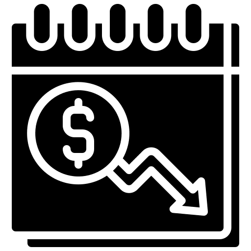 Calendar dollar down date icon
