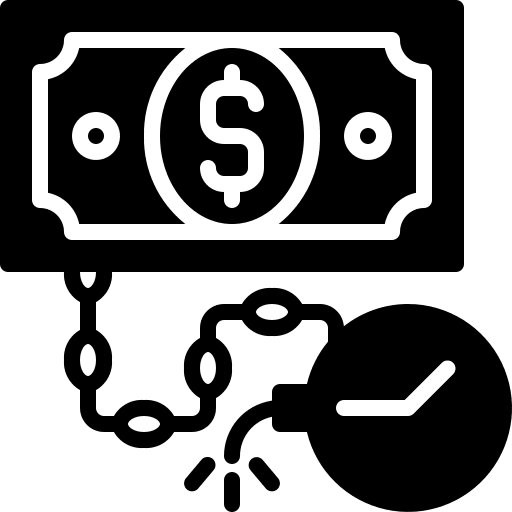 Debt investment bomb banknote icon